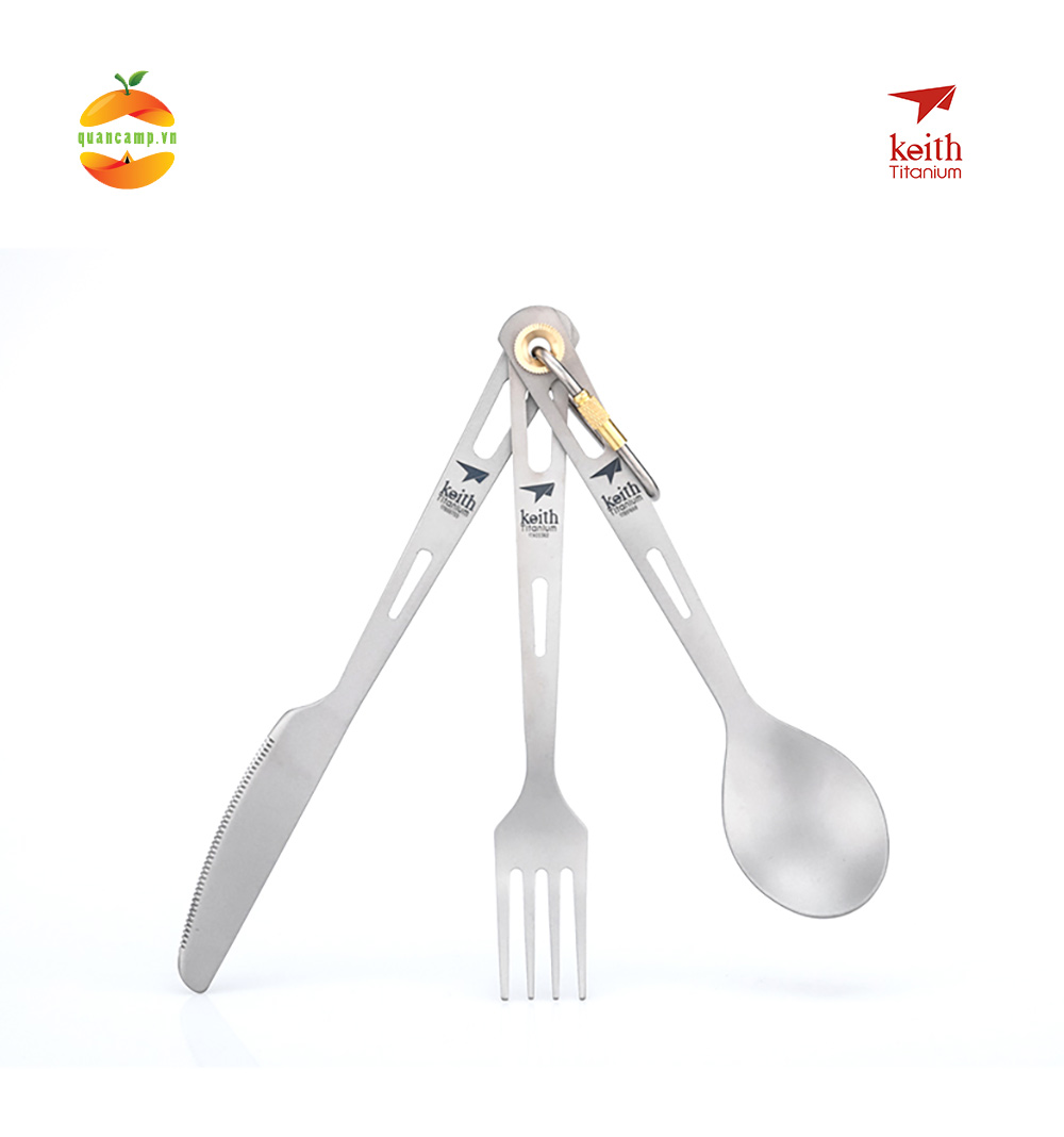 Bộ 3 món muỗng nĩa, dụng cụ cắt Titanium Keith Ti5310