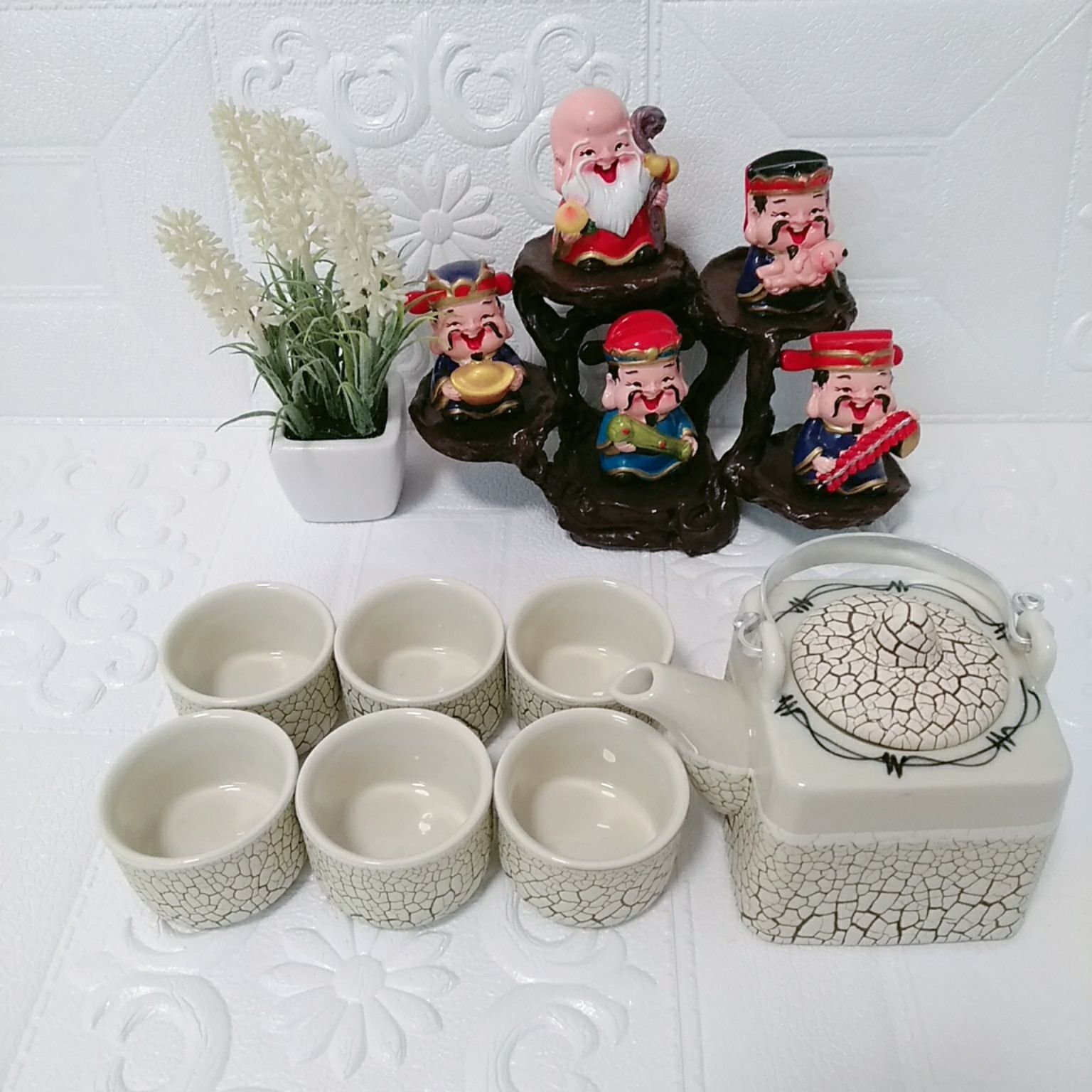 Bộ ấm chén trà bát tràng men rạn rv1
