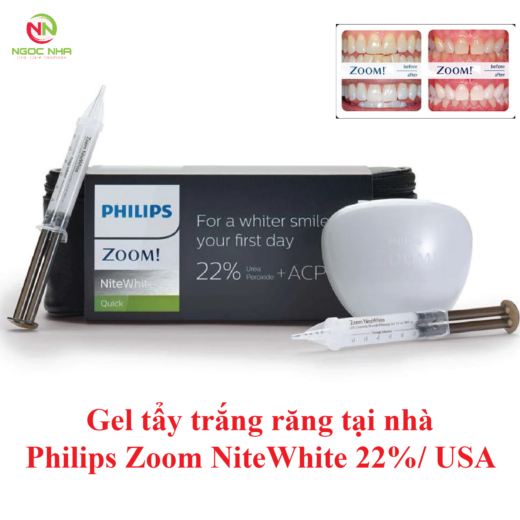 HCMGel tẩy trắng răng tại nhà Philips Zoom NiteWhite 22% USA