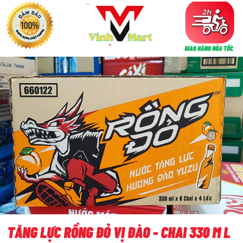 [ CHỈ GIAO HỎA TỐC HỒ CHÍ MINH ]  Rồng Đỏ Vị Đào Chai Thùng 24 Chai 330 Ml