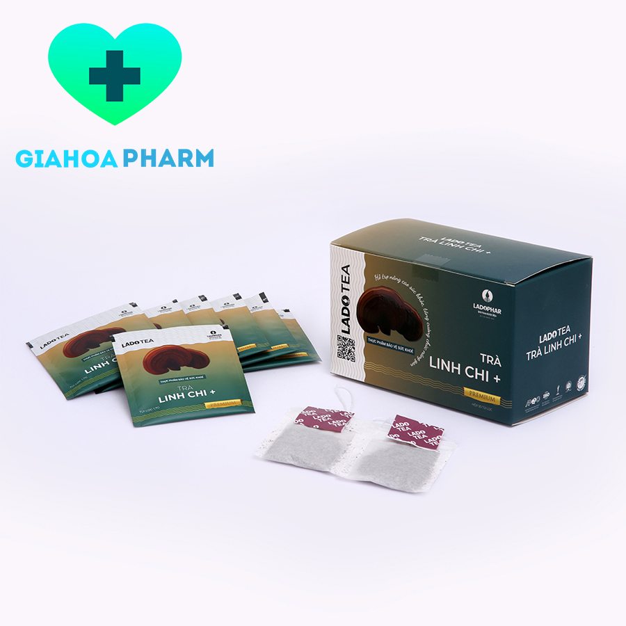 Trà Linh Chi plus Ladophar / Lado Herbal giúp tăng cường chức năng gan, tiêu hóa tốt, lợi tiểu, giảm cholesterol
