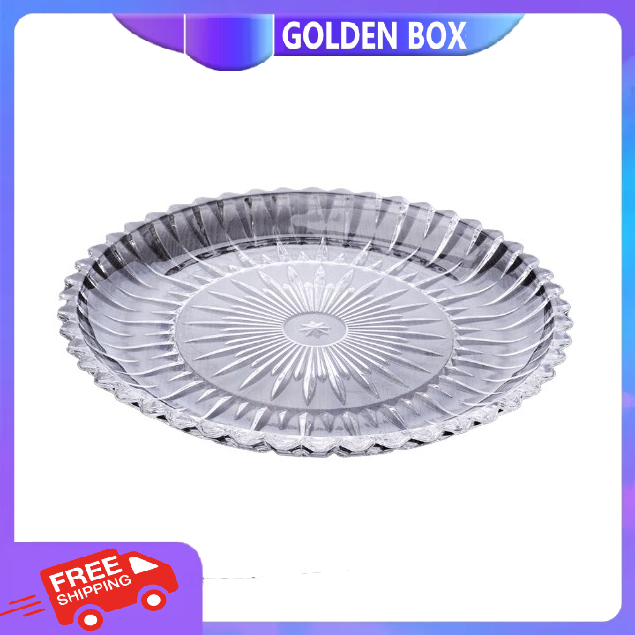 Đĩa thuỷ tinh tròn đựng hoa quả size 28-30cm sang trọng - đĩa thủy tinh tia chớp tròn cao cấp đựng bánh kẹo hoa quả