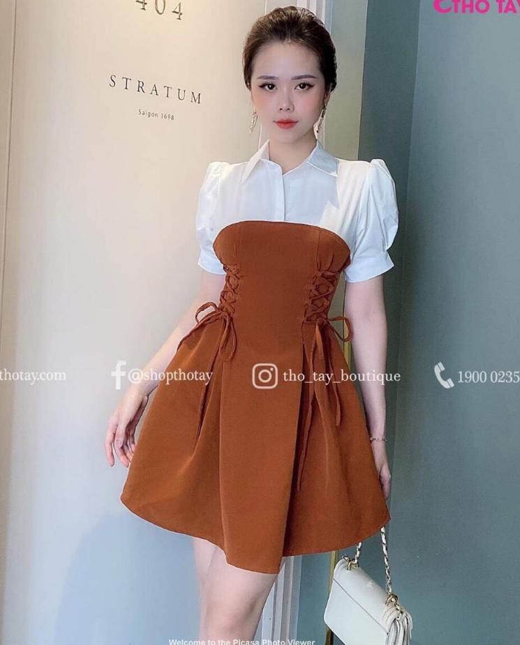 Đầm xòe umi rút sườn-QH