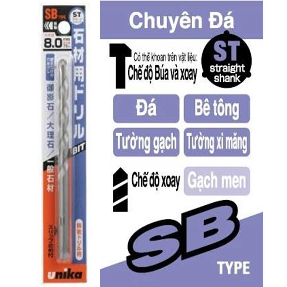 Mũi khoan đá, khoan đá hoa cương Unika SB Type - Stone Drill Bit SB Type