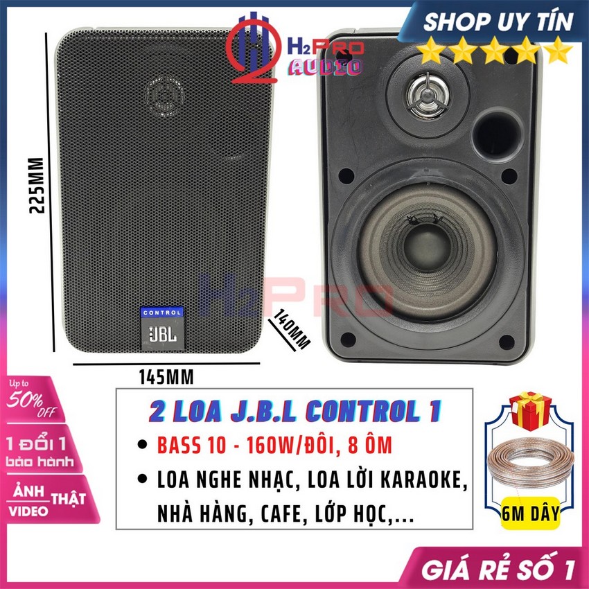 2 Loa J.B.L Control 1 160W Nghe Nhạc Hay, Trợ Lời Karaoke, Loa Treo Tường Quán Cafe, Nhà Hàng-Quà 60K 6M Dây-H2Pro Audio