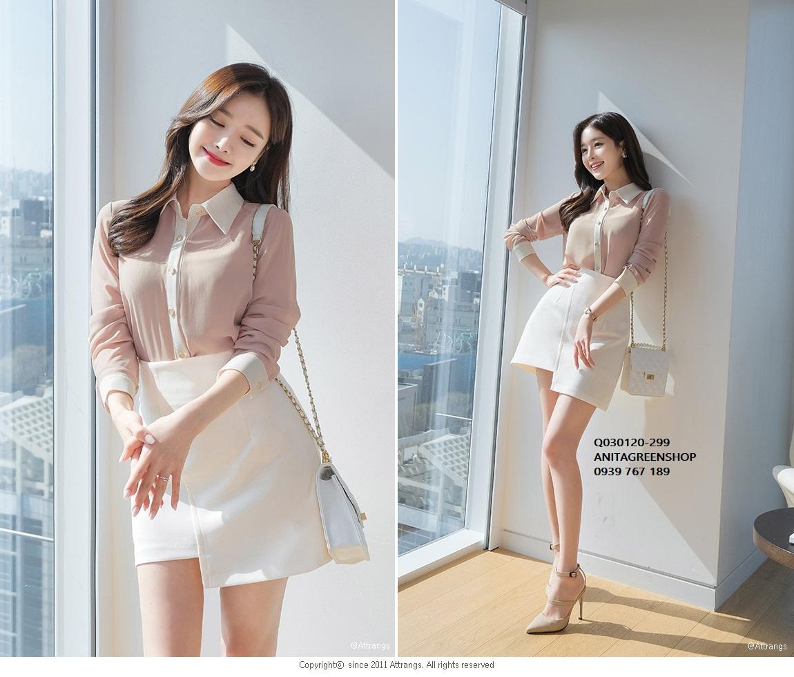 Q030120  ÁO SƠ MI VOAN NỮ PHỐI MÀU