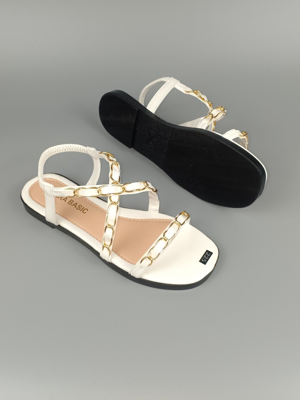 Giày sandal nữ đế bệt quai viền xích