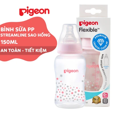 Bình sữa cổ hẹp PP Streamline 150ml Pigeon - Màu hồng (S)