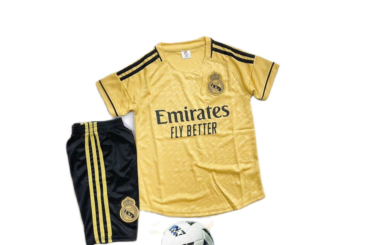 Bộ Quần Áo Đá Banh Trẻ Em Real Madrid Vàng Đồng Mới Nhất 2023-2024 Thun Mè  Nhật Cao Cấp - Mixasale