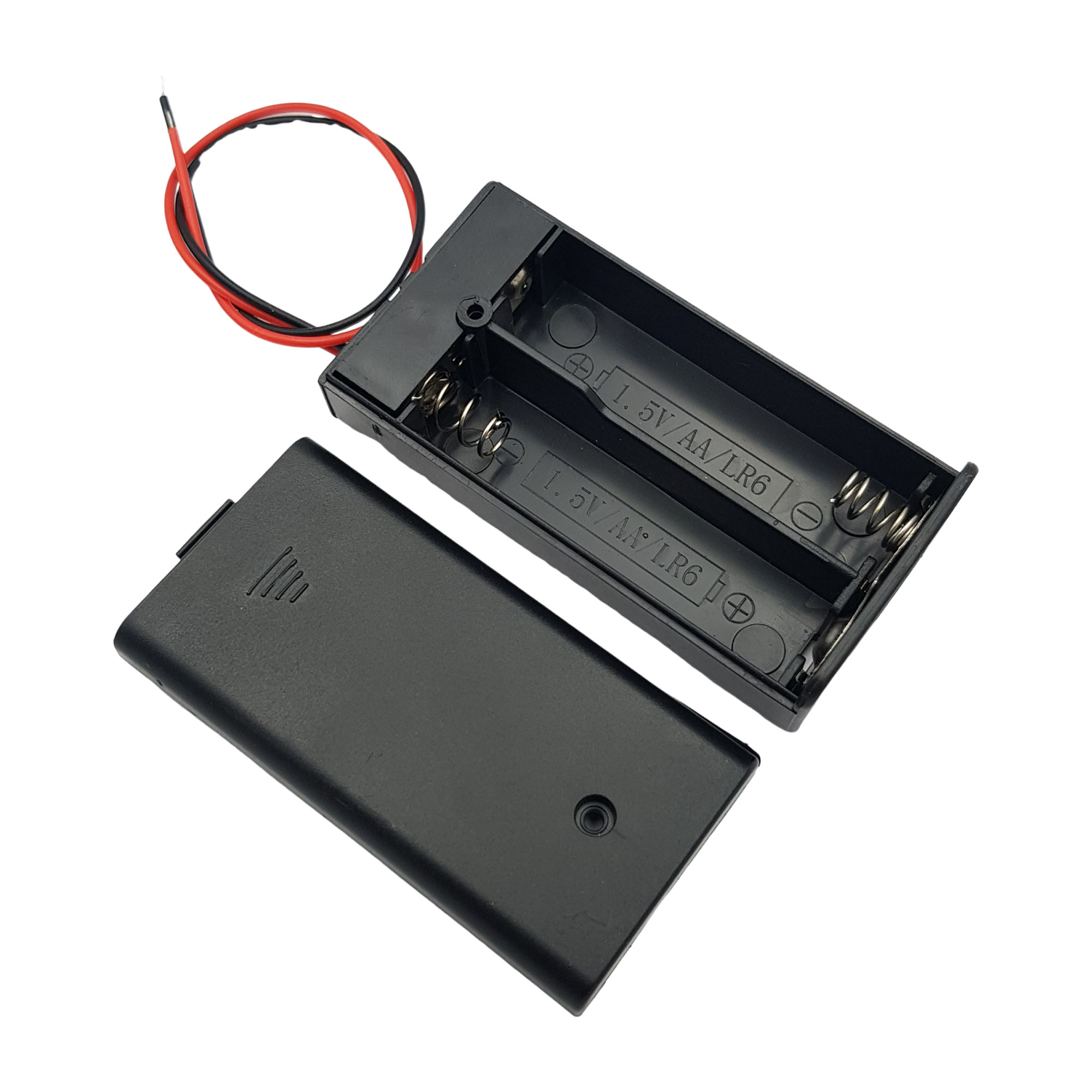 Hộp đế 2 pin AA có nắp và công tắc
