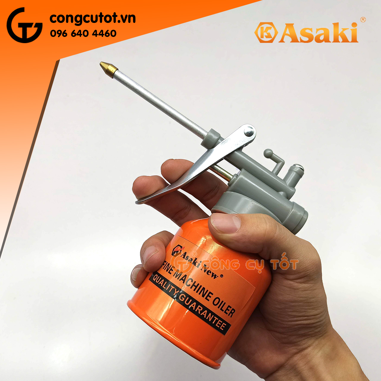 Bình châm nhớt sắt Asaki AK-1050 250ml vòi thẳng