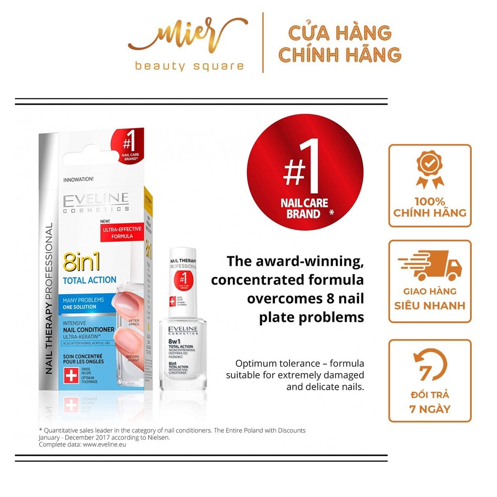 Sơn Dưỡng Móng Tay Eveline 8 In 1 Total Action 12ml