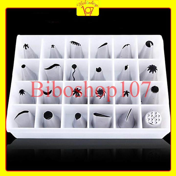 Bộ 24 đui bắt kem inox cao cấp ( cỡ trung )