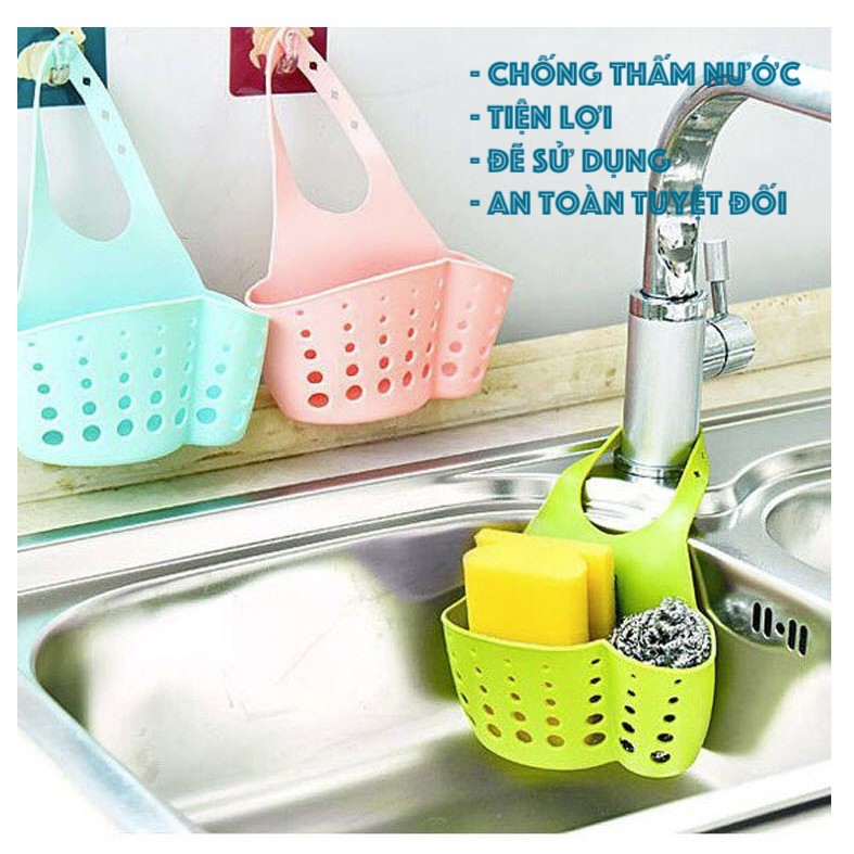 Giỏ lưới silicon treo bồn rửa chén bát b063