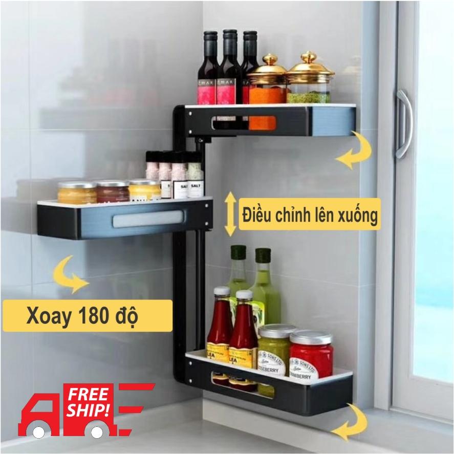 Kệ 3 tầng nhà bếp xoay 180 độ (Đen)