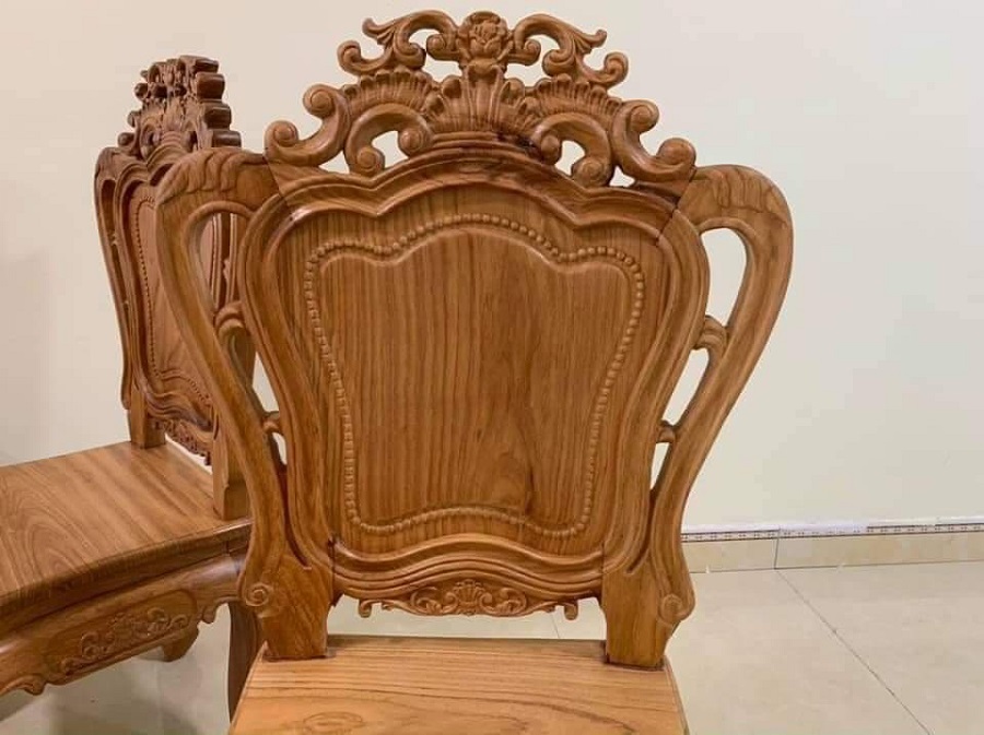 bộ bàn ghế ăn gỗ gõ đỏ bàn tròn