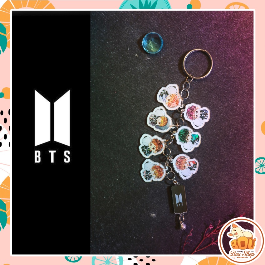 [HCM]Móc khóa dây Acrylic Mica BTS Chibi Kpop Idol Mẫu 2