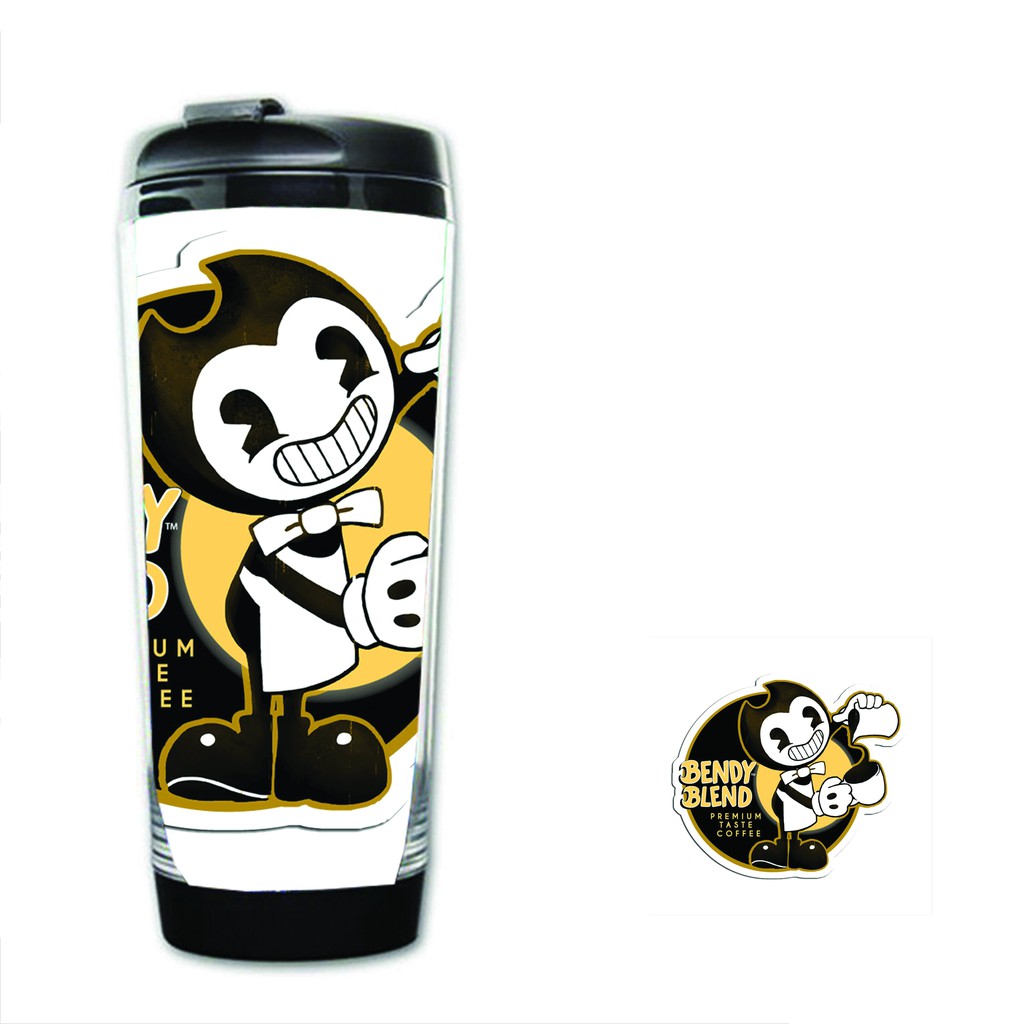 Bình nhựa đựng nước in hình Bendy and the Ink Machine Mini World Block Art game anime chibi dễ thương độc đáo