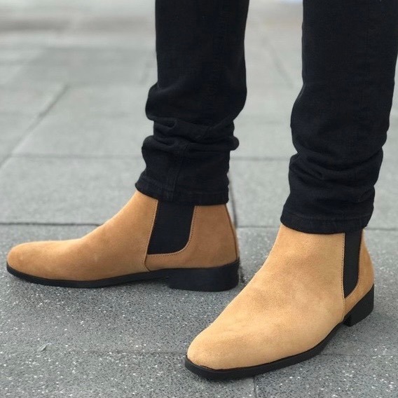 Bốt da lộn màu vàng bò nam