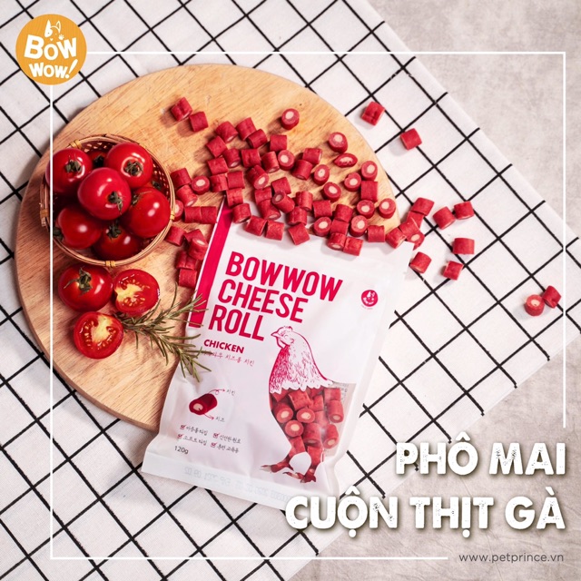 Phô Mai Cuộn Cá Hồi, Gà Cho Chó&Mèo Bowwow 120G