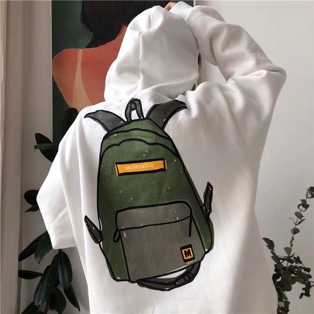 [HCM]Áo hoodie nam nữ form rộng có bigsize hình balo vải nỉ bông dày mịn