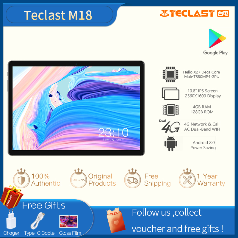 【New Arrival】Teclast M18 10.8 Inch Deca Core  4GB RAM 128GB ROM IPS Screen Android Tablet 2560×1600 Resolution 4G Network Tablets Game Pad Video Player