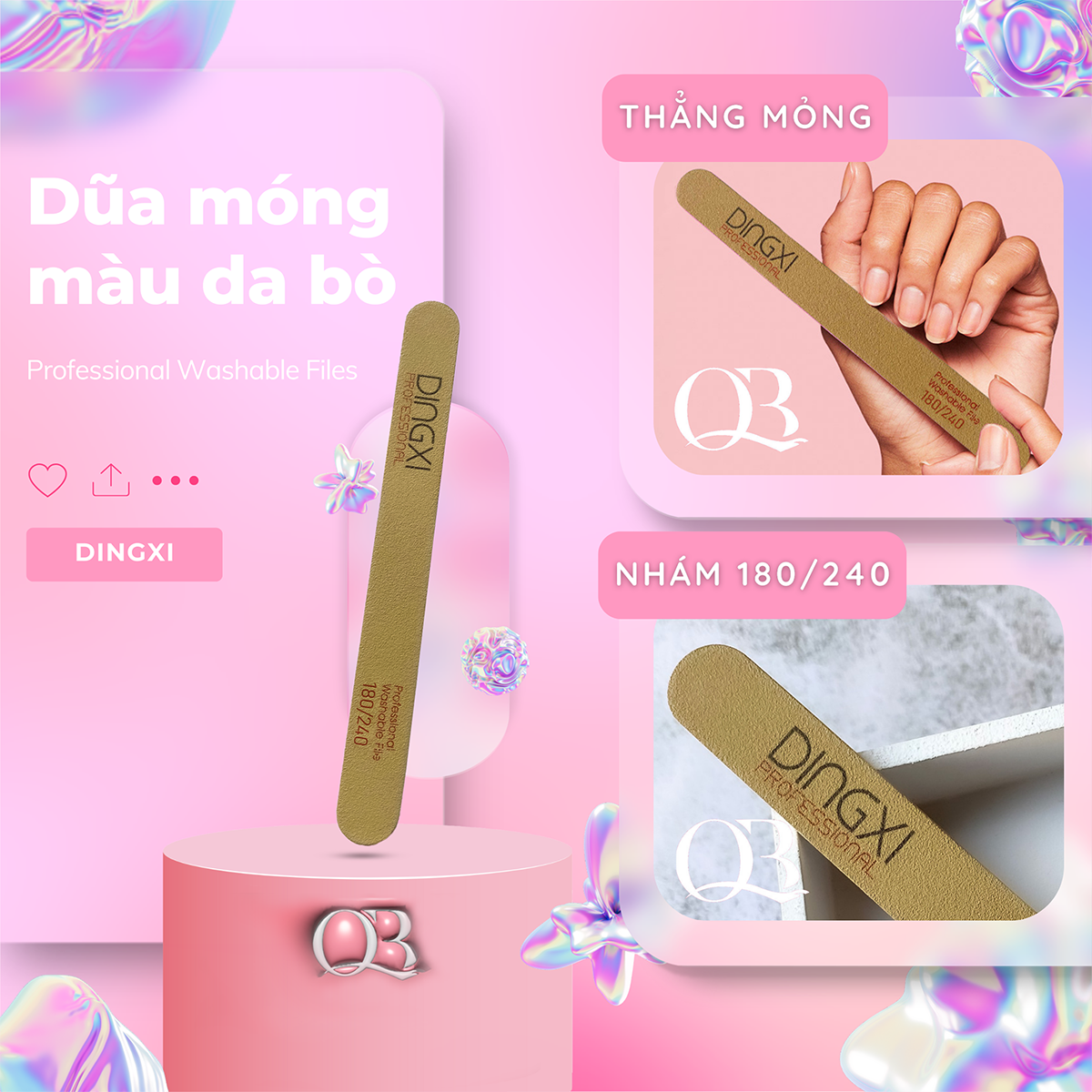 Dũa móng giả da bò Dingxi dũa tạo form móng, dũa phá gel, phá bột