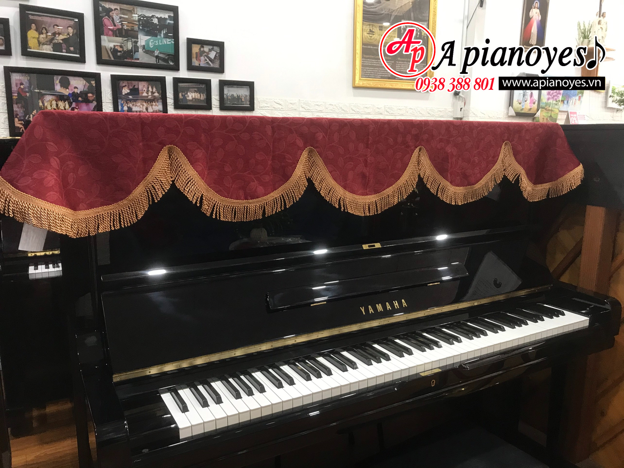 [HCM]Khăn phủ đàn piano cơ Gấm Đỏ Cao Cấp
