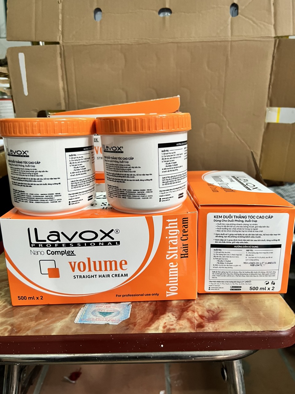 Kem Duỗi Volume Lavox cao cấp 500ml x2 (dành cho tóc duỗi cúp phồng)