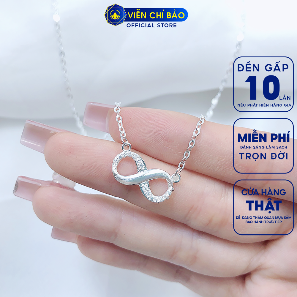 Dây chuyền bạc nữ mặt dây chuyền vô cực, vòng cổ nữ bạc 92 thời trang phụ kiện trang sức nữ Viễn Chí Bảo D400201