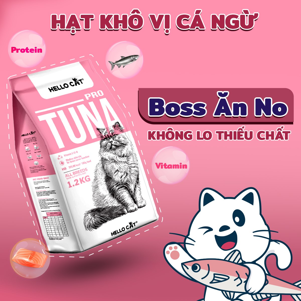 thức ăn hạt vị cá ngừ Hello cat cho mọi loại mèo - T3 PETS SHOP