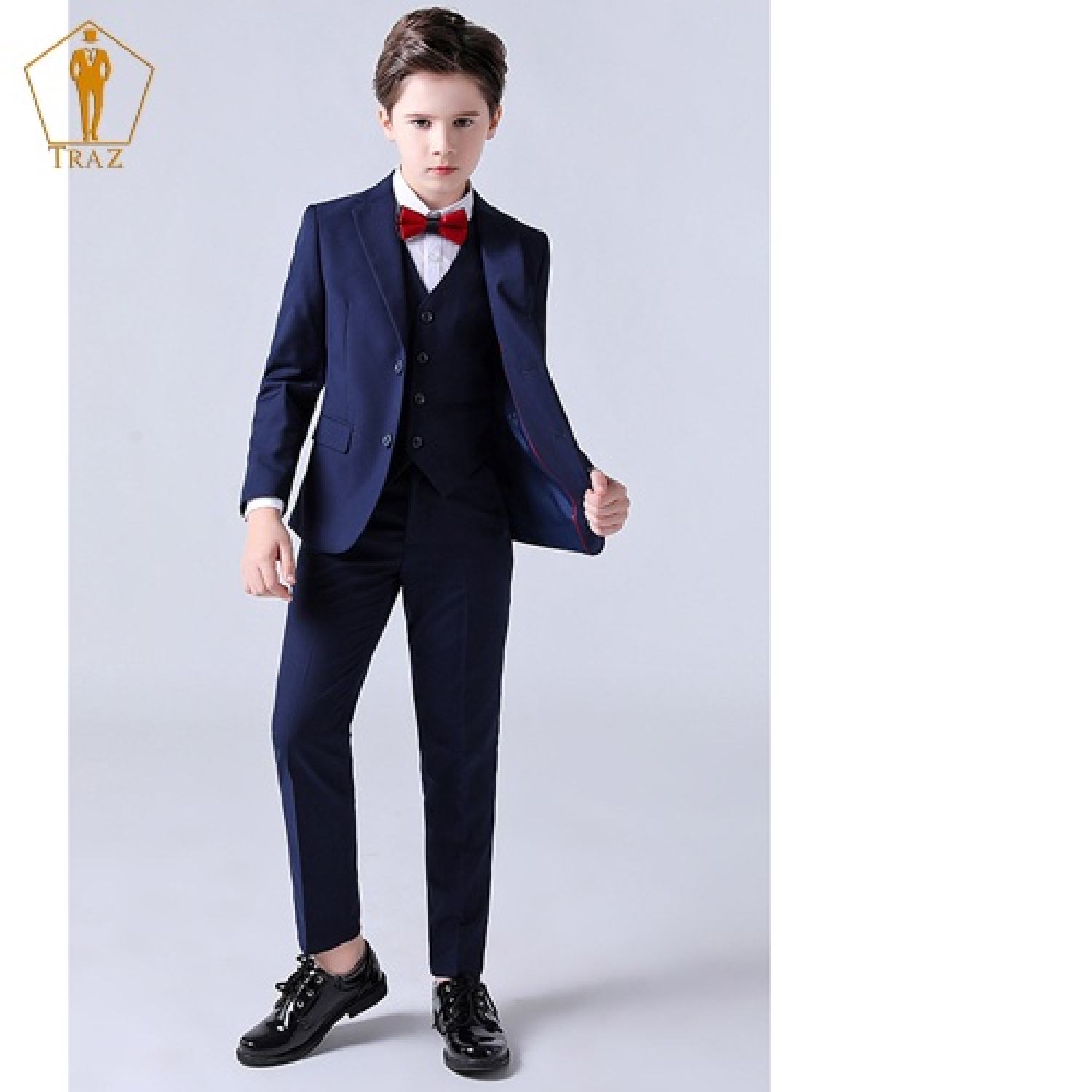 Bộ, Set Vest Đen, Xanh Cho Bé Trai, Trẻ Em, Con Nít(1 quần, 1 áo vest, 1 ghile, 1 nơ)(bé mập, tròn hoặc cao tăng 1 đến 2 size)