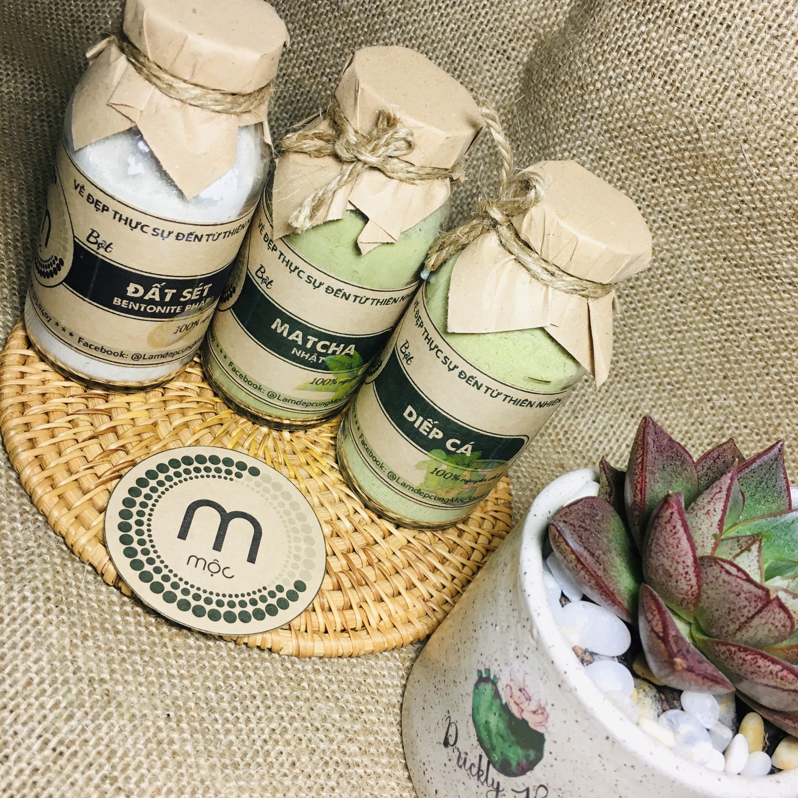 Bột rau diếp cá sấy lạnh nguyên chất Mộc dưỡng da trắng mịn, ngăn ngừa mụn sưng viêm, mờ thâm nám túi dùng thử 10g, chai 100ml và 200ml handmade