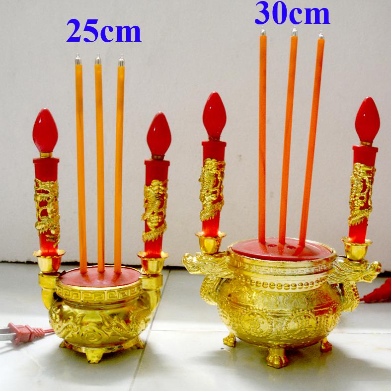 Lư hương cắm điện tròn cao 30cm