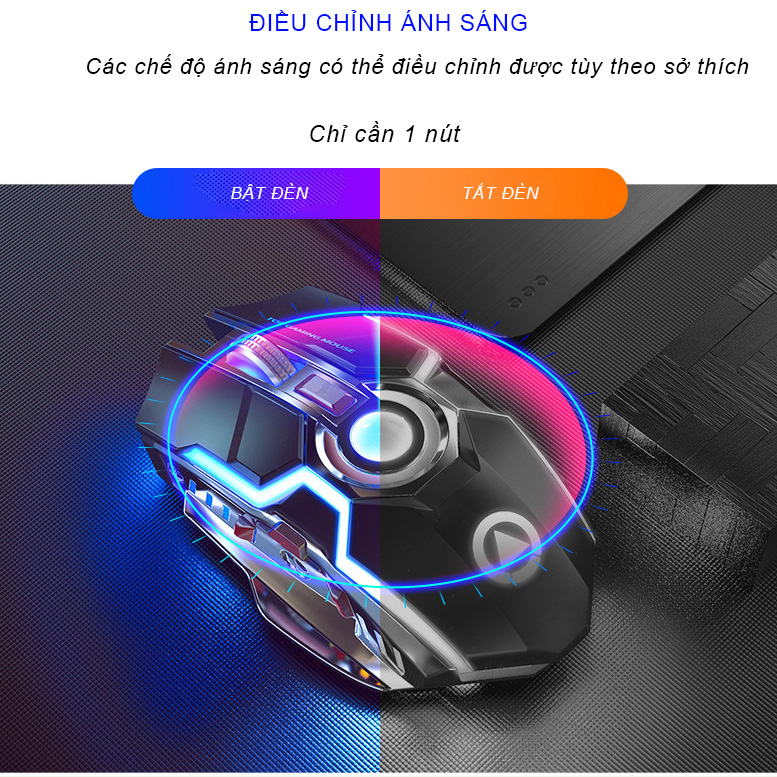 Chuột không dây gaming bluetooth SIDOTECH S5A chuyên cho game thủ Esport pin trâu LED RGB sạc pin trực tiếp, có chế độ chuột silent, điều chỉnh DPI siêu nhạy thuộc dòng chuột máy tính chơi game không dây cho game thủ - Hàng Chính Hãng