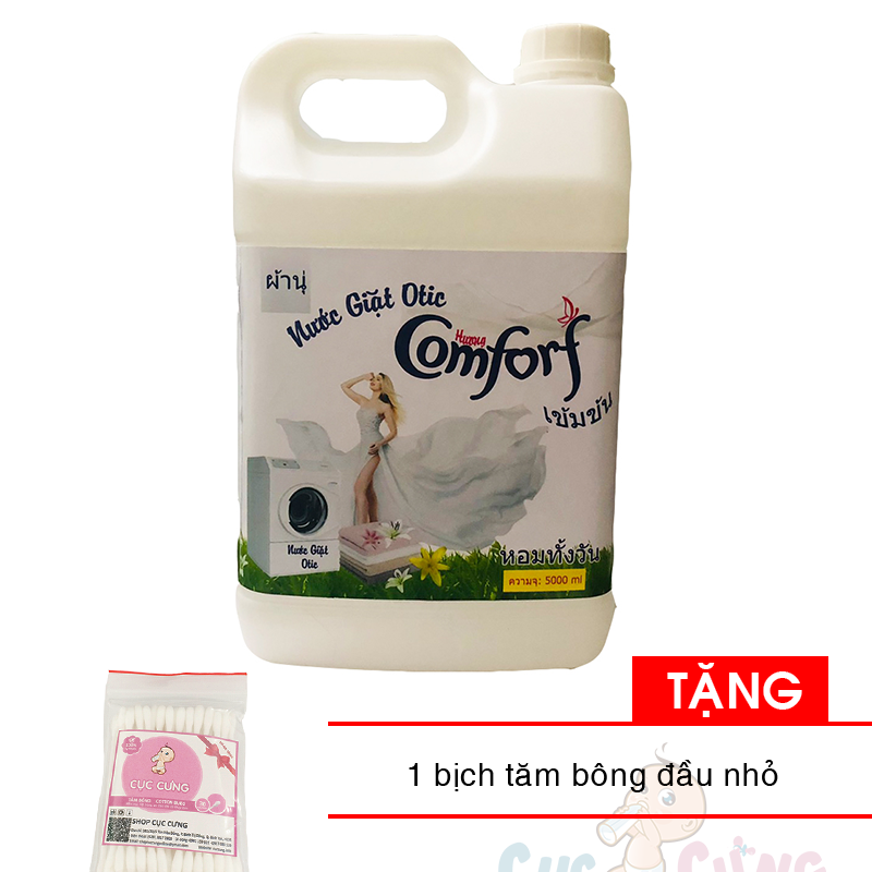 Nước giặt quần áo Comfort Thái Lan dành cho máy giặt can 5 lít Tặng 1 bịch tăm bông đầu nhỏ