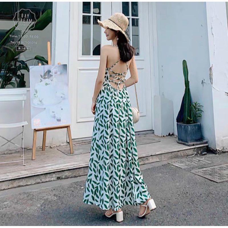 ĐẦM MAXI ĐI BIỂN ĐAN DÂY SAU LƯNG (có ảnh thật) MS51