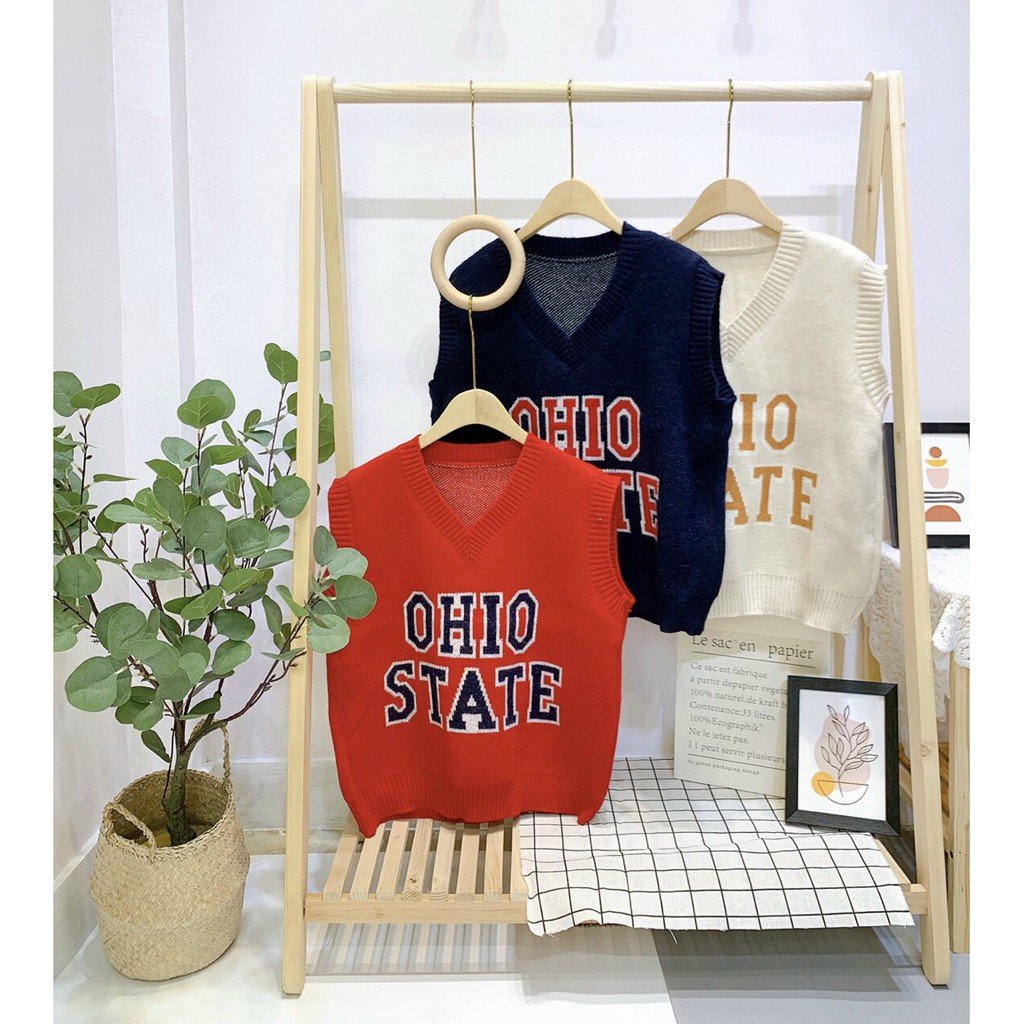 Áo len gile nữ - chữ OHIO - hàng đẹp