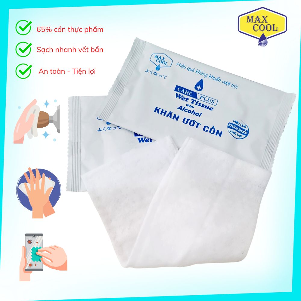 Combo 100 cái khăn ướt cồn Max Cool 15x18cm - Hàng chính hãng