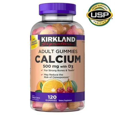 [HCM]Kẹo dẻo bổ sung canxi Kirkland Signature Calcium 500 mg with D3 120v