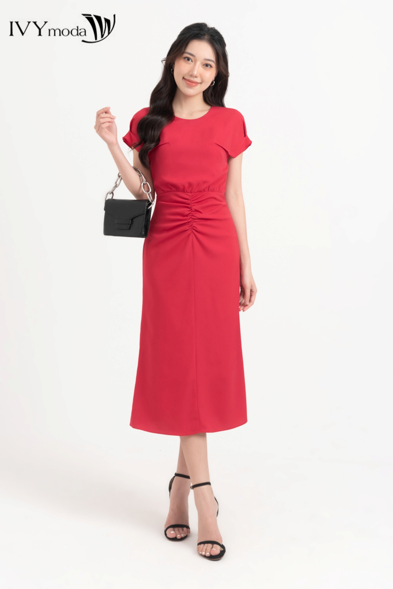 Đầm ôm xếp nhúm ivy moda ms 48m8316