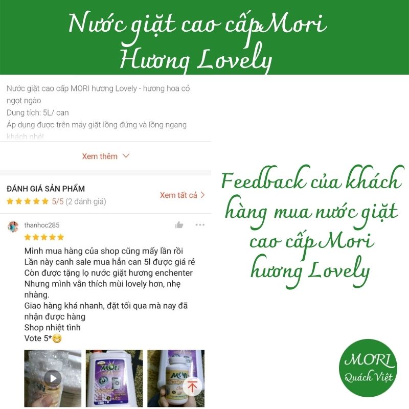 Nước giặt MORI hương comf/enchen/ lovely, can 5L
