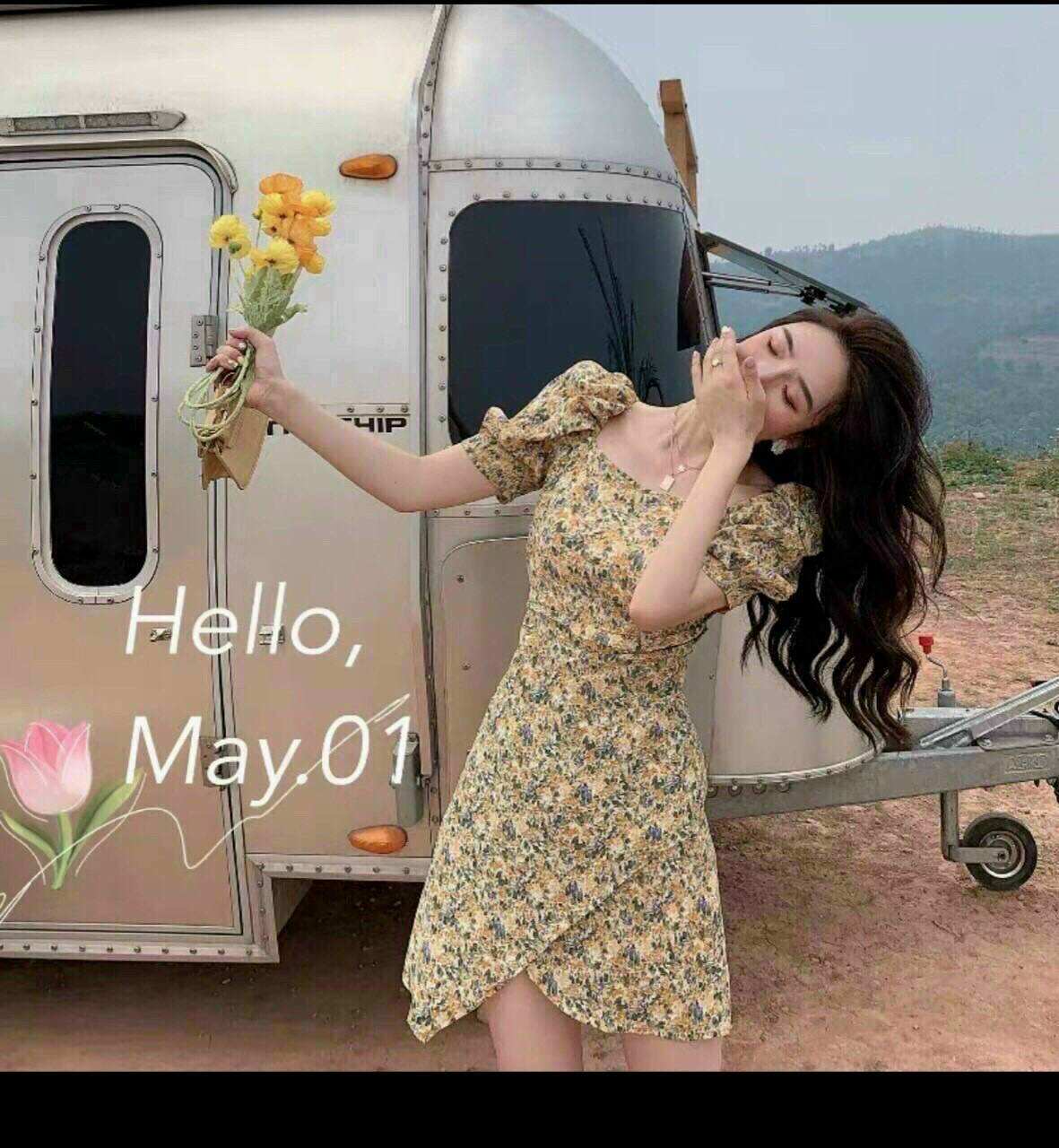 [HCM]Đầm Lụa Hoa Mềm Mại Cổ Rộng Tay Phồng Kiểu Dáng Nữ Tính Dự Tiệc Hẹn Hò Siêu Xinh .DM