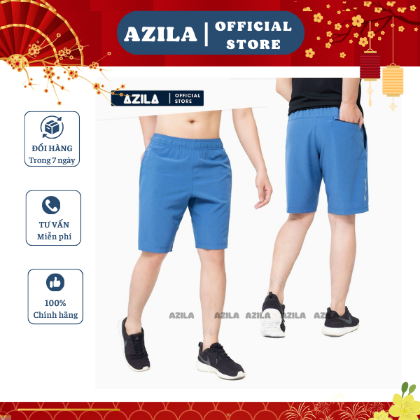 Quần đùi thể thao AZILA, Quần Short nam thể thao, chất gió mềm siêu mịn, co giãn tốt, vận động thoải mái, quần mặc nhà hoặc chơi thể thao- QN42