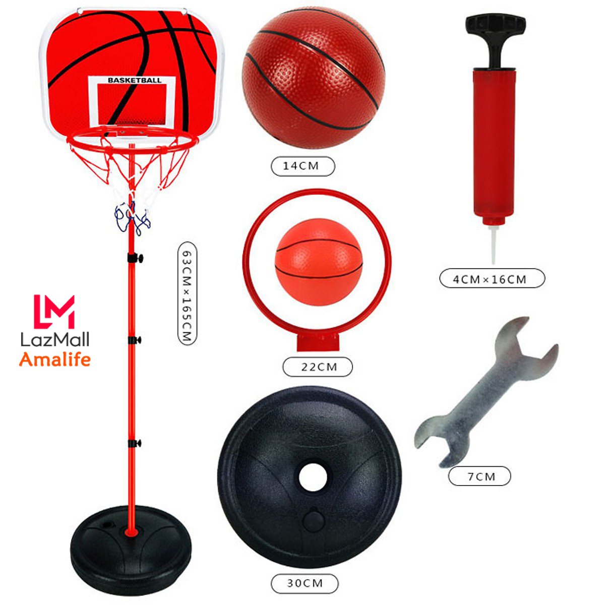 Bộ Đồ Chơi Bóng Rổ Cho Trẻ Em Thân Sắt (Full Phụ Kiện) Chính Hãng Amalife