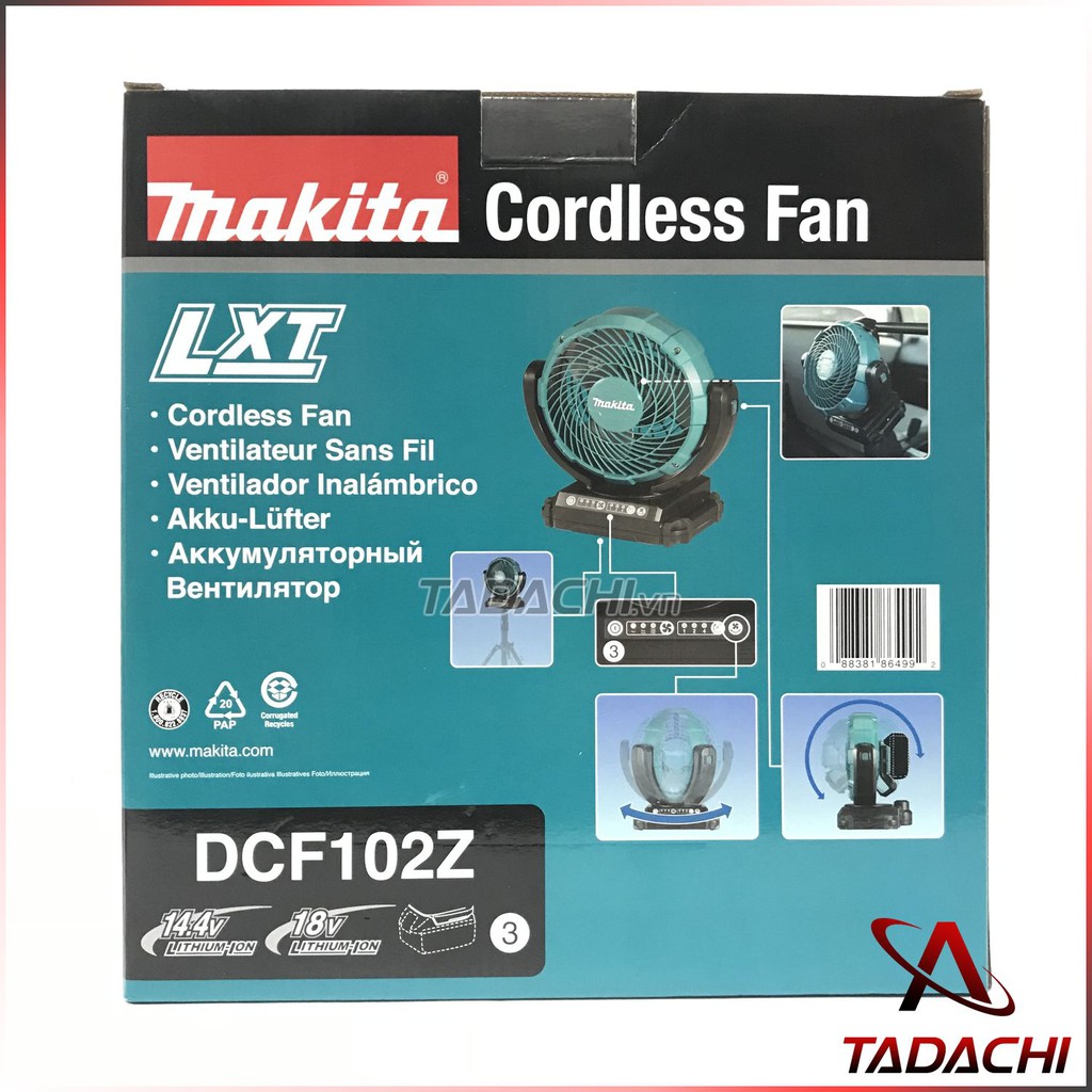 Quạt Dùng Pin 14.4 - 18V Makita DCf102Z (Không Pin Sạc)
