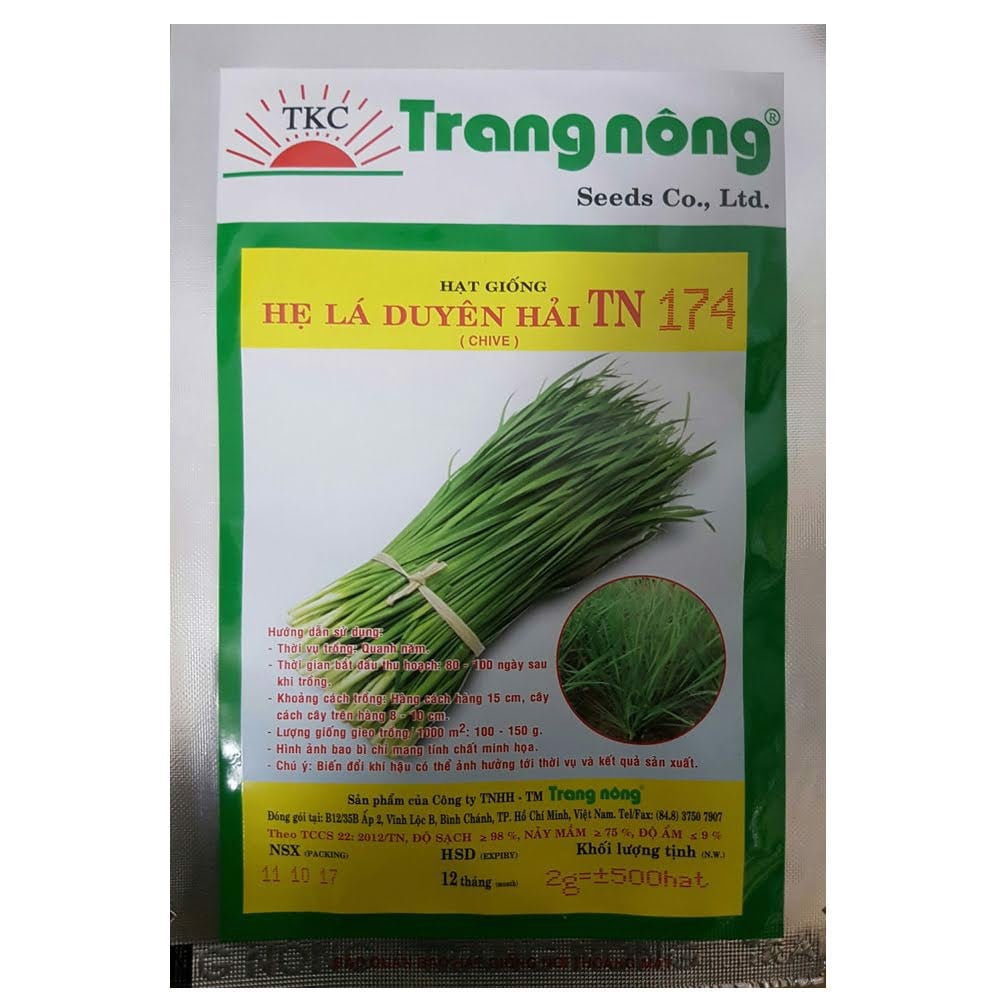 Hạt giống hẹ lá duyên hải tn174 trang nông gói 2gram