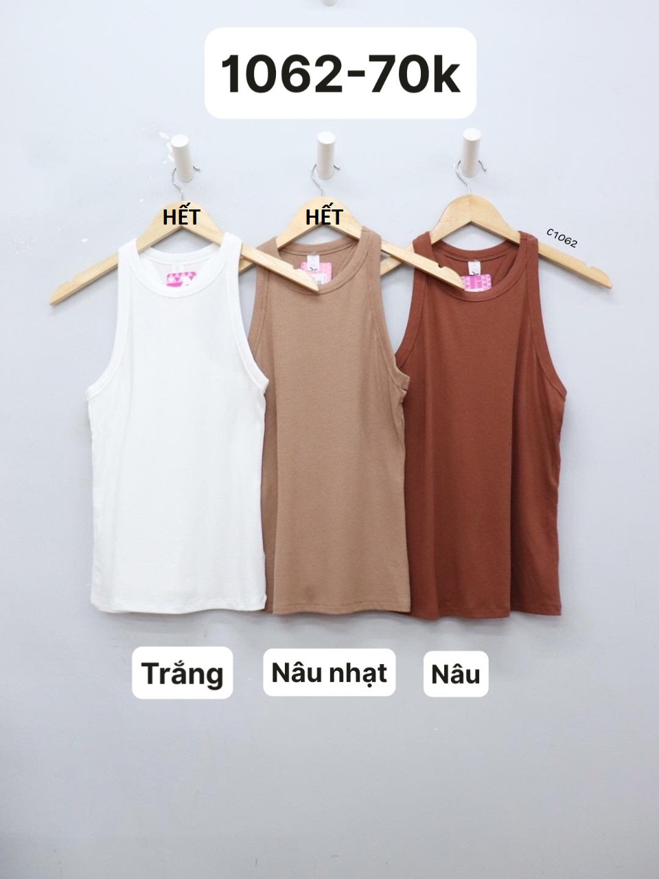 C1062 - Áo thun gân Go Dry ba lỗ, trơn