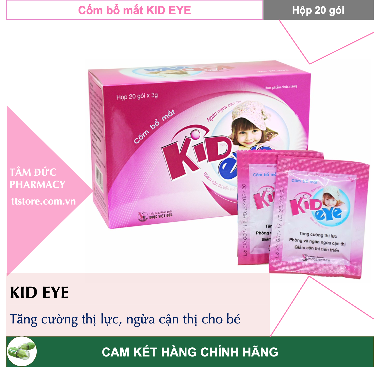 [HCM]Cốm Bổ Mắt KID EYE [Hộp 20 gói] - Tăng cường sức khoẻ thị giác cho bé