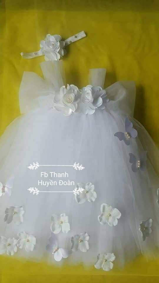 Váy Tutu công chúa trắng trễ vai